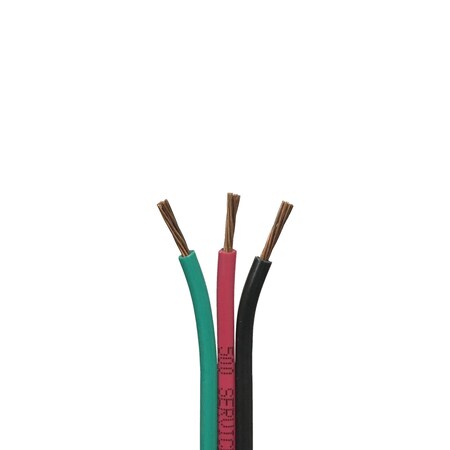 Remington Industries 12/2 AWG with Ground, Stranded Flat Submersible Pump Cable, 250 ft Length, Black/Red/Green, 600 V 12/2STRGSP250